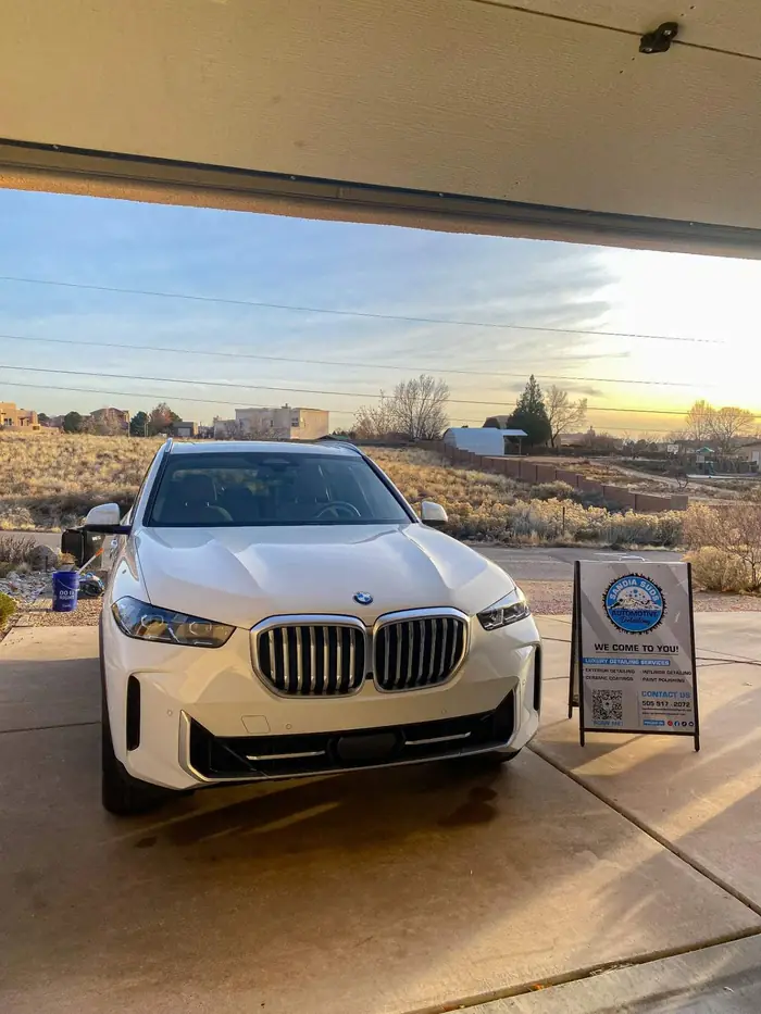 BMW paintwork glowing at sunset after correction