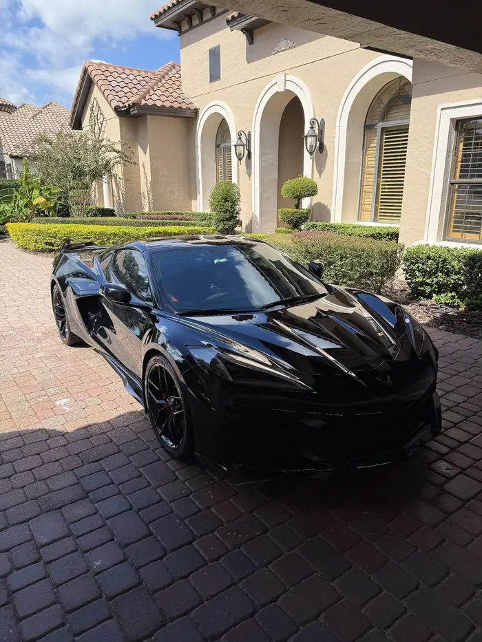 Deep gloss on a black Corvette after ceramic coating